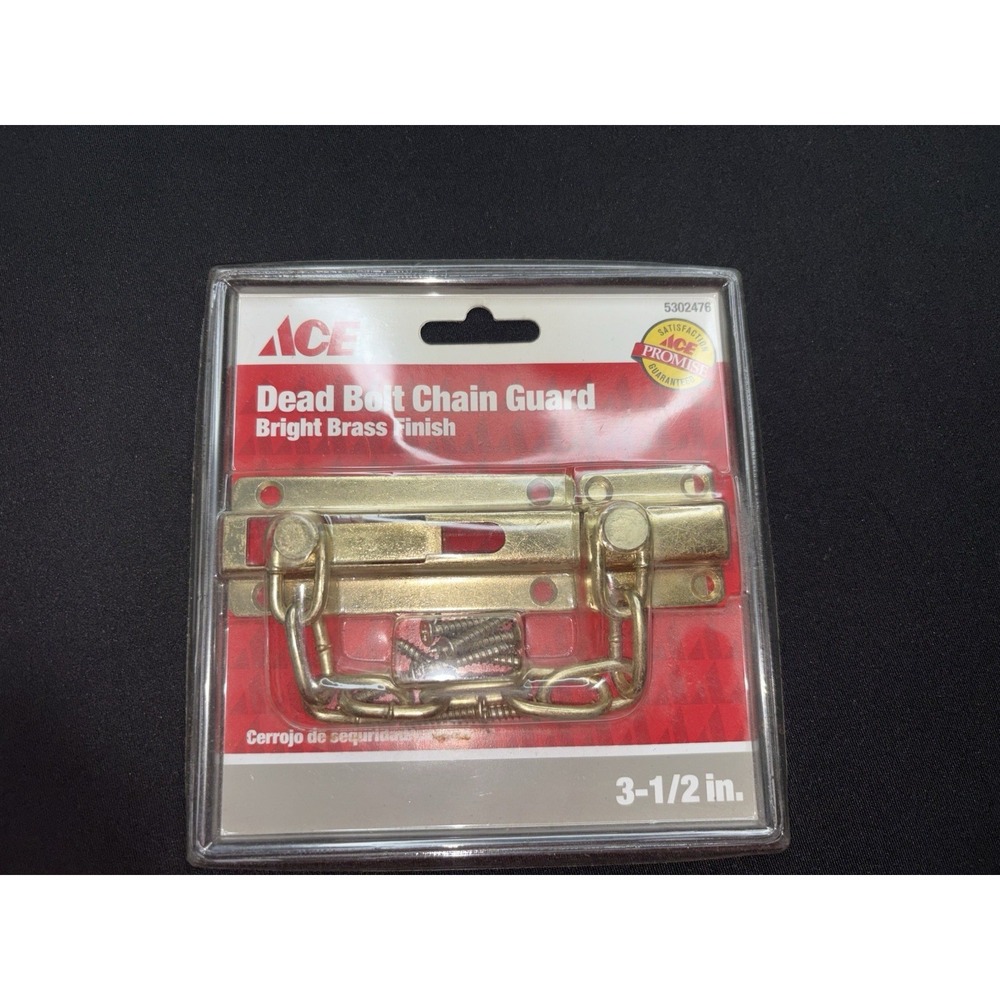 ACE 3-1/2 Dead Bolt Chain Door Guard Bright Brass #5302161 NEW